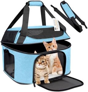 Bejibear Large Cat Carrier for 2 Cats Soft Side Pet Carrier for Kitten Small Dog Collapsible Travel Small Dog Carrier, TSA Airline Approved Carrier for Large Cats 20 lbs, Blue