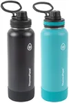 ThermoFlask 40 oz Double Wall Vacuum Insulated Stainless Steel 2-Pack of Water Bottles, Onyx Black/Splash