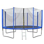 EVRE Trampoline 8ft Blue with Zipped Safety Enclosure Ladder Steel Frame Safety Pad TÜV Rheinland Certified Kids and Adults 244cm