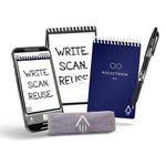Rocketbook Reusable Digital Notebook - Smart Notepad A6 Blue - Wirebound Note Book To Do List Pad, Dotted Paper with Frixion Erasable Pen and Wipe, Office Gadget with Rocketbook App Reduce Paper Waste