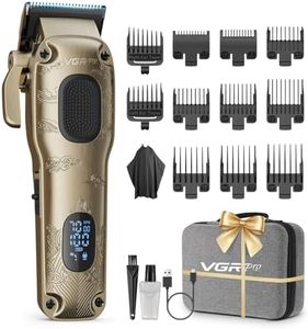 VGRPRO Hair Clippers for Men Professional, Cordless & Corded Barber Clippers for Hair Cutting with Package Case, Electric Grooming Kit for Home & Barber Use, LED Battery Display, Gift for Men (Gold)