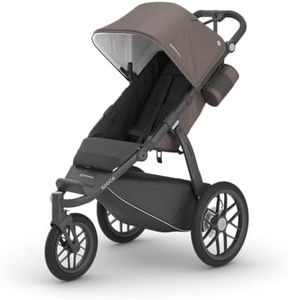 UPPAbaby Ridge Jogging Stroller/Durable Performance Jogger with Never-Flat Tires/Built for Walking, Running, Hiking/Water Bottle Holder and Basket Cover Included/Theo (Dark Taupe/Carbon Frame)