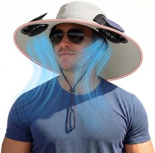 Solar Panel Powered Fan Built in Wide Brim Outdoor Fishing Sun Hat USB Charging Men Lawn Mowing Accessories Gardening Essentials Backpacking Gear Must Have Safari Beach Hike Camping Lover Gift