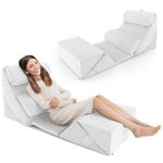 COSTWAY 7PCS Bed Wedge Pillows Set, Adjustable Memory Foam Incline Cushion with Headrest & Leg Elevation, Orthopedic Bed Back Support Pillow for Post Surgery, Reading, Acid Reflux, Pain Relief (White)