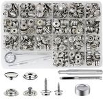 350 Pieces Canvas Snap Kit, BetterJonny Stainless Steel Screws Snaps Marine Grade Canvas Upholstery Boat Snaps Fastener Press Stud Cap with 3 Setting Tools Material Hole Punch for DIY Cover Leather