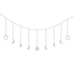 OCIOLI Moon Phase Wall Hanging Moon Garland Decor Boho Hanging Ornaments Moon Hang Art Room Decor Boho Moon Phase Garland for Bedroom Wedding Home Office Nursery Room Dorm（Silver moon