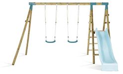 Plum® Roloway Wooden Double Swing Set with Slide