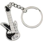 Buko Stainless Steel Lifestyle Metal Keychain Pendant For Keyring Decoration, Best For Gifting Ideas Anti Rust Keychain (Guitar_Diamond-GEMS)