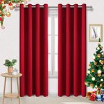 DWCN Blackout Curtains for Bedroom - Thermal Insulated Light Blocking Eyelet Window Curtains for Living Room 55 x 96 inch Length, Red, 2 Panels