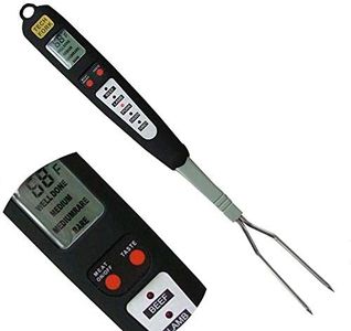 Beyond Group 80-09 Digital Meat Instant Read Thermometer with LED Screen and Ready Alarm, Kitchen Probe with Long Fork for Grilling, Barbecue and Cookin, l, white