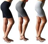 Sexy Basics Womens 3 Pack Buttery Soft Brushed Active Stretch Yoga Bike Short Boxer Briefs - - S