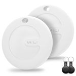 MiLi Key Finder Locator Luggage Tracker, Apple MFi Certified Portable Bluetooth GPS Tracker Works with Apple Find My(iOS Only), Key Tracker Tag with Holder Case for Keys Wallets Bags (Black 2 Pack)