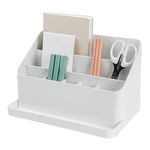 BLUE GINKGO Large Desk Organizer - Office Organization | Stationery, Craft Organizer, Pencil Holder, Pen Holder for Desk | Office Desk Accessories (Made in Korea) - White