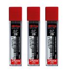 rOtring 0.7mm 2B Super Polymer Pencil Lead - Pack of 3 Tubes - 72 Leads in Total - Refills for Mechanical Pencils