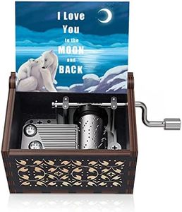 I Love You to The Moon and Back Music Box for Daughter Son Dad Father Birthday Anniversary from Dad Mom Hand Crank Musical Box