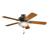 Kichler 339501oz Sutter Place Select Ceiling Fan, 132 cm, with LED Lights and Drawstring, Antique Bronze