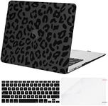 MOSISO Compatible with MacBook Air 13 inch Case (Models: A1369 & A1466, Older Version 2010-2017 Release), Plastic Leopard Grain Hard Shell Case & Keyboard Cover Skin & Screen Protector, Black