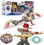 INFINITY NADO S7 Battle Top Starter Pack Set with Bow-Shaped Launcher Infinite Acceleration, Metal Defense Type Battle Toy, Right-Spinning Top Game Toys for Boys Girls 5+, Fiery Blast Wheel, Red