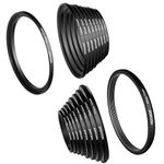 Neewer 18 Pieces Metal Camera Lens Filter Adapter Ring Kit 9 Pieces Step Up Ring+9 Pieces Step Down Ring Set Compatible with Canon Nikon Sony Olympus DSLR Camera (Black)