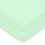 American Baby Company 2 Pack 100% Natural Cotton Value Jersey Knit Fitted Portable/Mini-Crib Sheet, Mint, Soft Breathable, for Boys and Girls