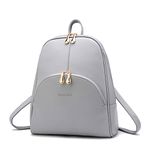 Nevenka Brand Women Bags Backpack PU Leather Zipper Bags Women Casual Backpacks Shoulder Bag Book Bags (Gray)