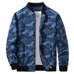 MAGCOMSEN Men's Jacket Lightweight Bomber Jacket Casual Windbreaker Jackets Windproof Zip Up Coats with 5 Pockets, Camouflage Blue, Small