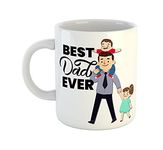 ASHVAH Best Dad Ever Ceramic Coffee Mug - Best Gift for Father, Daddy, Papa Birthday, Fathers Day, Anniversary - White