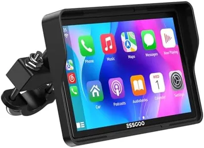 ESSGOO Motorbike CarPlay, 5" Motorcycle CarPlay Touch Screen with A-pple CarPlay & Android Auto, Bluetooth Helmet/Headphone Support, Siri & G-oogle Assistant, Easy Installation & Removal