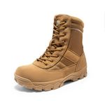 NORTIV 8 Men's Military Tactical Work Boots Leather Motorcycle Combat Boots, Coyote, 12