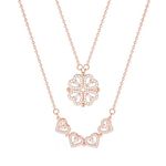 SALVE 2 in 1 Dual Styling Chic Magnetic Clover Pendant for Women | Chain for Women Girls Locket Simple Necklace | Adjustable Dainty Necklace for Women Neck Chain, Cute Necklace for Girls (Rose Gold)