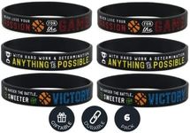 Inkstone Basketball Silicone Wristbands with Motivational Sayings (6-pack) - Basketball Bracelets Jewelry Gifts