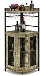 Giantex Corner Bar Cabinet with Gla