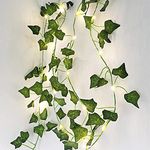 GUOCHENG 20Leds Battery Operated Vine Fairy String Lights 2M Artificial Leaf Hanging Garland Copper Light Strings for Christmas Wedding Bouquets Party Event Home Decor-Ivy