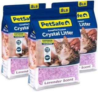 PetSafe ScoopFree Premium Crystal Cat Litter (3 Pack of 8 Lb Bags) Lightly Scented, Superior Odor Control, 99% Dustless Formula, Lavender Scent