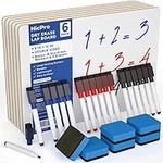 Nicpro 6 Pack Dry Erase Lapboard Set Small Student Whiteboard 9 x 12 inches Double Sided with 18 Water-Based Pens and 6 Erasers Learning Mini Bulk White Board for Student and Classroom Use