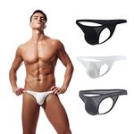 Maiclaice Men's Thong Elastic Ice Silk Underwear Low Rise Briefs - - Large