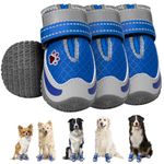 SlowTon Dog Shoes for Large Small Medium Dogs - Breathable Dog Boots with Reflective Strips, Paw Protector for Summer Hot Pavement Outdoor Walking, Anti-Slip Dog Booties for Winter Snow(Blue, #8)