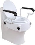 Veayva Adjustable Toilet / Commode Seat Raiser With Lift Handles - 3 Adjustable Heights Raised Toilet Seat With Padded Arms For Handicapped - Medical Handicap Bathroom Safety Chair - 300 Lbs., White