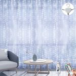 LITYBY Curtain Fairy Lights, 3m×3m 300LED Fairy Lights for Bedroom, 8 Modes Curtain String Lights with Remote Control, Christmas Lights for Bedroom, Garden, Party, Wedding Decorations (Cold White)