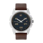 Fastrack Blue Dial Quartz Analog Leather Watch For Men-NS3124SL02