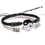 Young & Forever Gift Yin Yang Handmade Macramé Unisex Bracelets Set | Adjustable Bracelet for Best Friends/Couple - Set of 2 (These are NOT Magnetic)