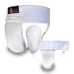 VADER SPORTS EST.2001 WITH YOU ALL THE WAY Martial Arts training Groin/Abdominal protector Male groin guards Kids Cricket guard (White, Large/Adult waist 32" - 34")