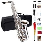 Eb Alto Saxophone, Beginner Saxophone, Alto Sax, Saxophone for Beginners, Student Alto Saxophone, Professional Saxophone Alto, Beginner Saxophone, Saxofon, Saxaphone Adult (Silver)