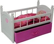 The New York Doll Collection Wooden Doll Crib with Storage Drawer Fits 18 Inch / 46cm Dolls