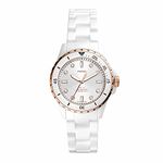 Fossil Women Ceramic Fb-01 Analog White Dial Watch-Ce1107, Band Color-White