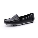 MecKiss Loafers for Women Comfy Flats Ladies Slip On Walking Shoe Driving Boat Moccasins Casual Nursing Shoes(Black PU, Numeric_6)