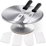 Anaeat Aluminium Alloy Revolving Cake Decorating Kits, 12 Inch Rotating Cake Turntable Stand Set with 2 Icing Spatula & 4 Icing Smoother, Smooth Bearing Cake Spinner for Birthday, Parties, Weddings