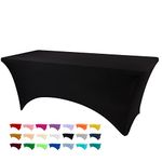 BDDC Spandex Table Cover, Black Tablecloth 1 Pack 6FT, Fits Tables Size [183Lx76W x76H] cm, Washable and Wrinkle Resistant Stretch Rectangular Table Cover for Event, Wedding, Banquet & Parties