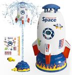 Skirfy Sprinkler Rocket Launcher Outdoor Water Toys for Kids, Rocket Design Water Powered Liftoff 9-16ft & Spin, Summer Garden Water Play Toys & Birthday Gift for Girls Boys Age 3-12 Year Old （White）