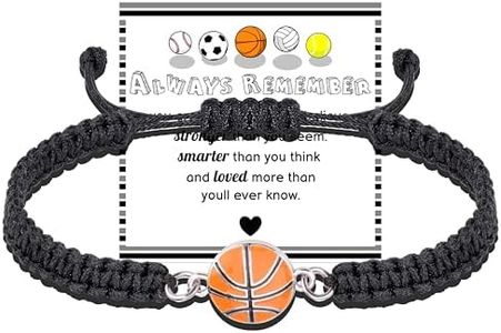 PARTNER Basketball Bracelets Gifts for Men Basketball Braided Bracelet for Women Basketball Jewelry Gifts for Friends Basketball Charm Bracelets for Sports Lover(Basketball-Black)